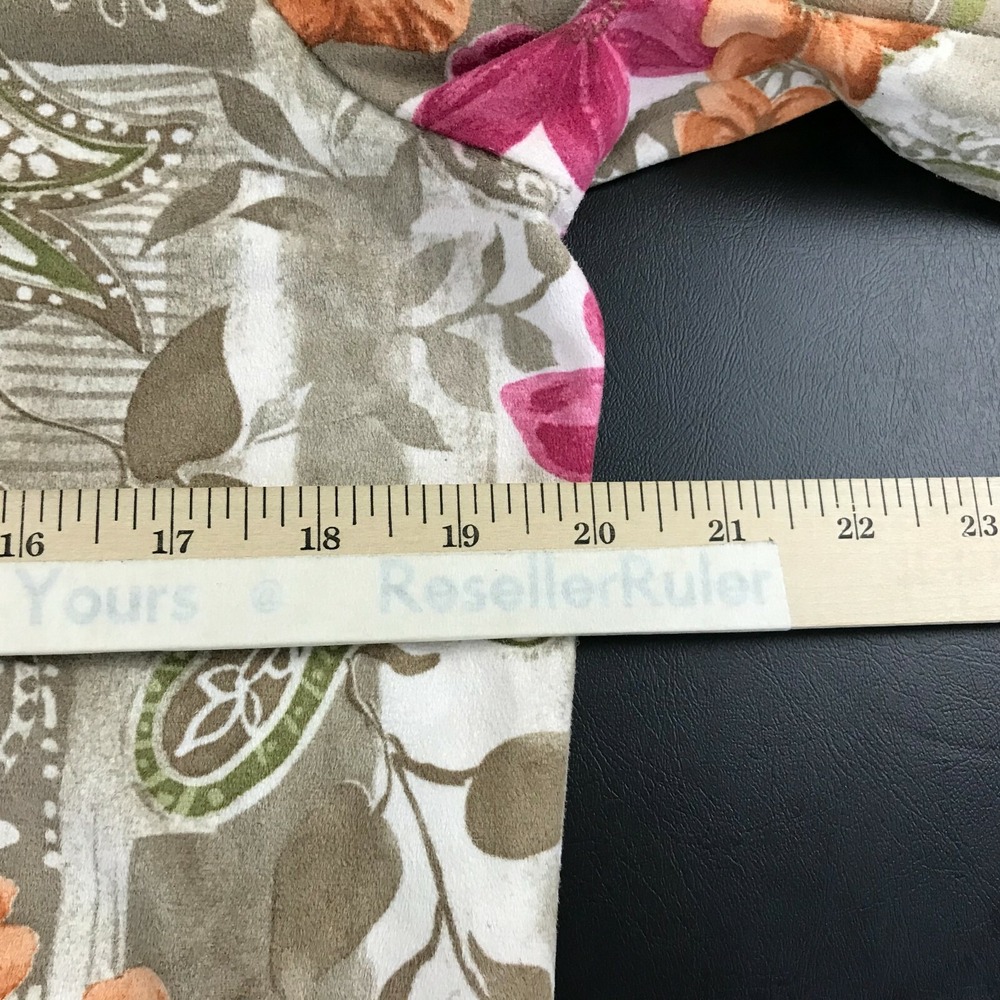 Caribbean Joe Hawaiian Shirt Size M Soft Polyester Multicolor Floral Long Sleeve - Picture 3 of 7